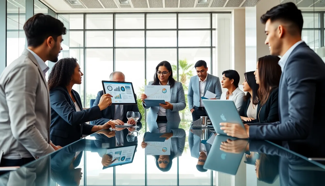 diverse team collaborating on time and labor management in a modern office.